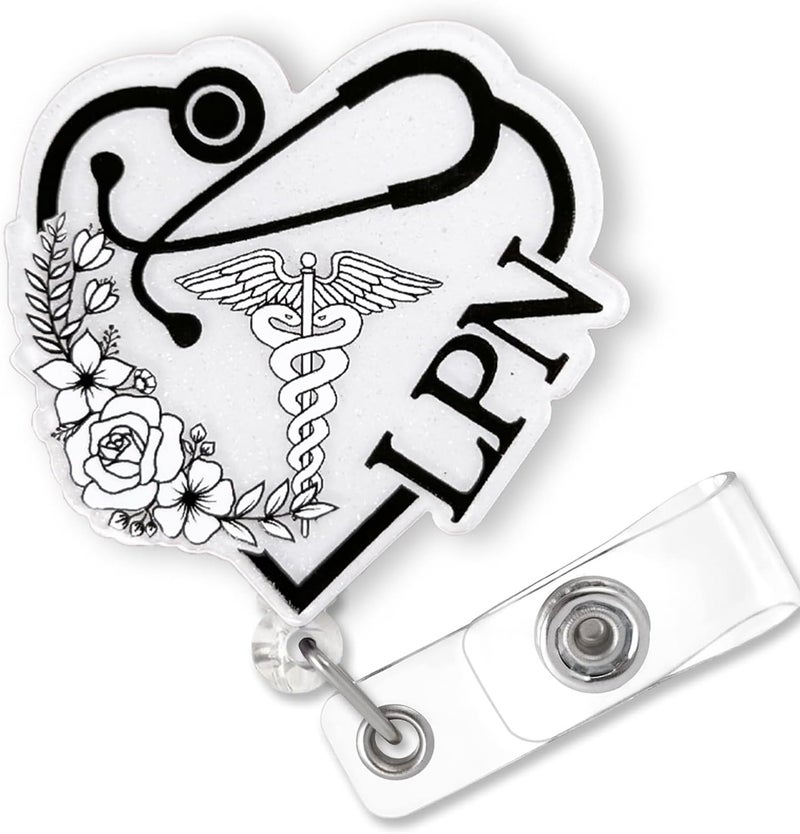 Bydevia LPN Badge Reel Retractable for Licensed Practical Nurse & Medical Worker, Funny LPN Graduation Gifts, Licensed Practical Nurse Accessories for Work, ID Name Badge Holder with Alligator Clip | Acrylic - Image 1